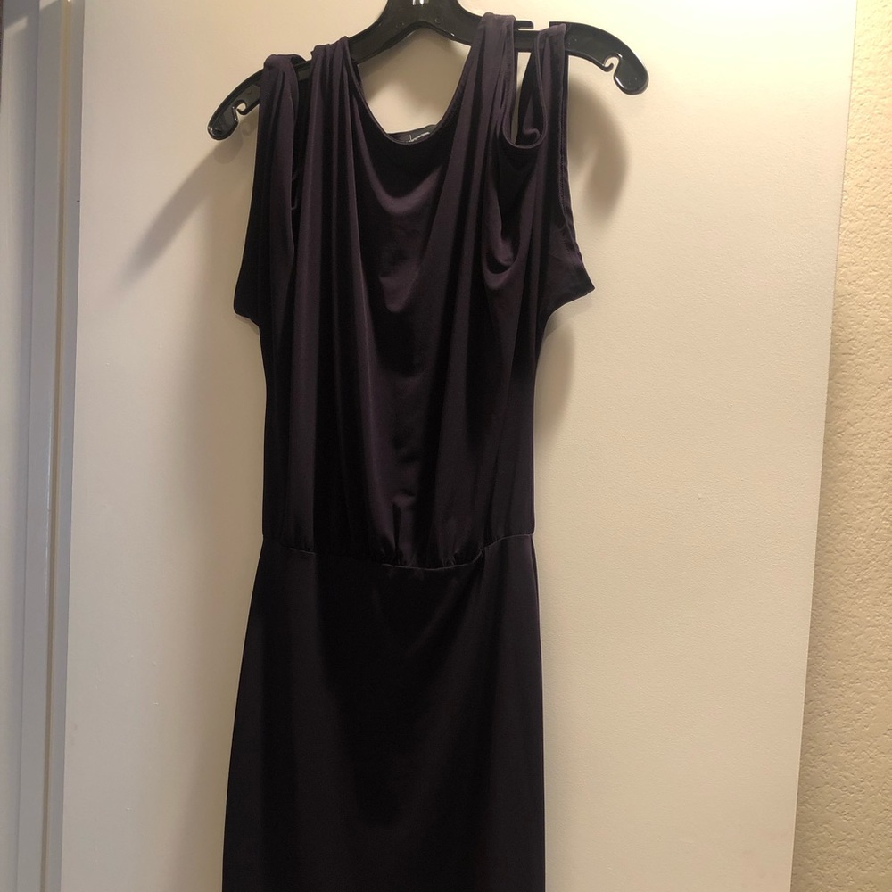 MODA international cold shoulder dress in eggplant